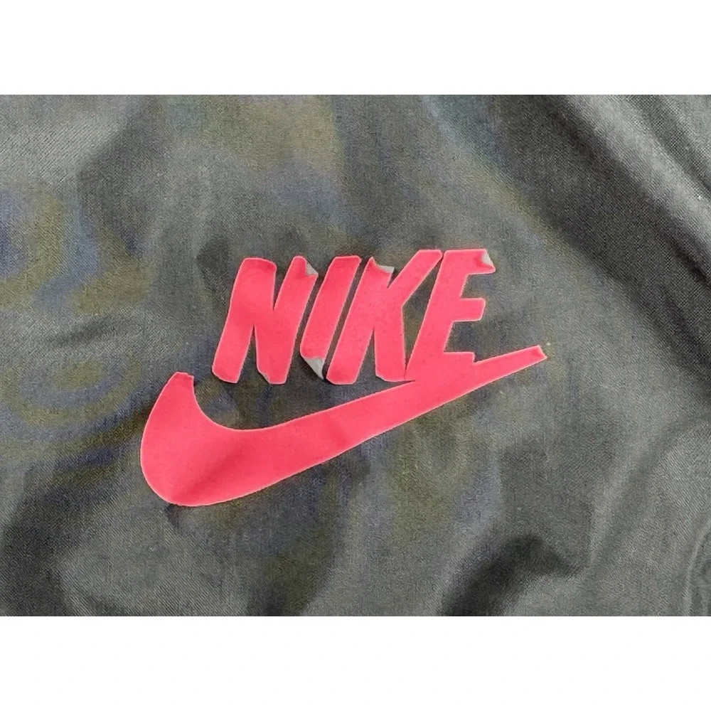 Nike Windbreaker Jacket Kids Size 6 Black Pink Just Do‎ It Full Zip Hooded